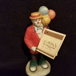 Emmet Kelly Jr EKJ Flambro Clown Hobo Bow Tie Balloons Handpainted Porcelain VTG
